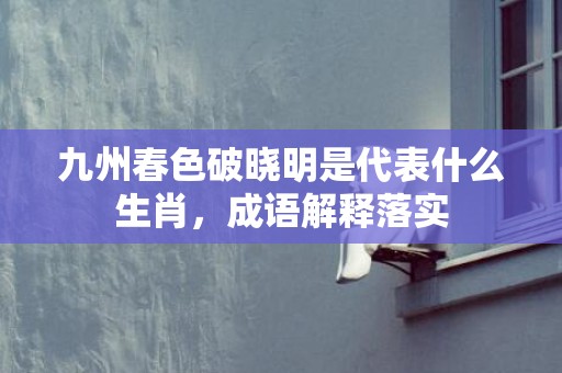 九州春色破晓明是代表什么生肖，成语解释落实