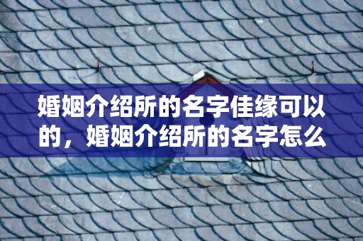 婚姻介绍所的名字佳缘可以的，婚姻介绍所的名字怎么取好呢，婚姻介绍所的名字
