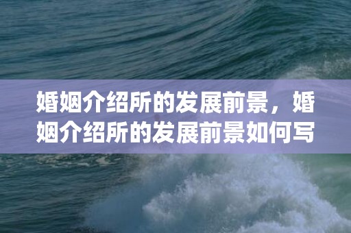 婚姻介绍所的发展前景，婚姻介绍所的发展前景如何写(现在婚介所前景怎么样)