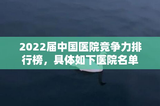 2022届中国医院竞争力排行榜，具体如下医院名单