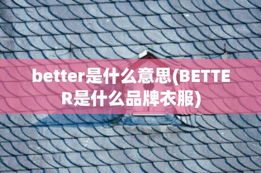 better是什么意思(BETTER是什么品牌衣服)