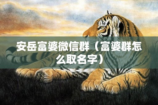 安岳富婆微信群（富婆群怎么取名字）