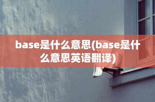 base是什么意思(base是什么意思英语翻译)