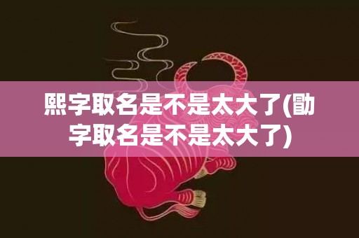 熙字取名是不是太大了(勖字取名是不是太大了)