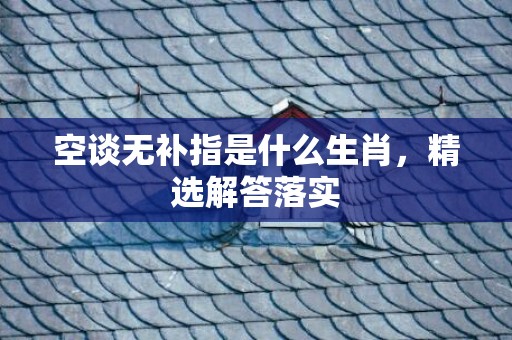 空谈无补指是什么生肖，精选解答落实