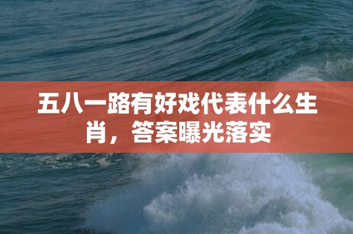 五八一路有好戏代表什么生肖，答案曝光落实
