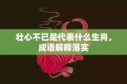 壮心不已是代表什么生肖，成语解释落实