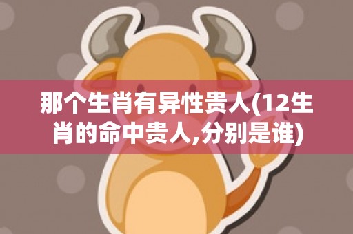 那个生肖有异性贵人(12生肖的命中贵人,分别是谁)