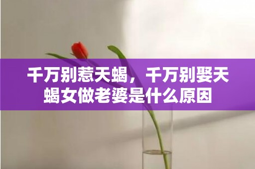 千万别惹天蝎，千万别娶天蝎女做老婆是什么原因