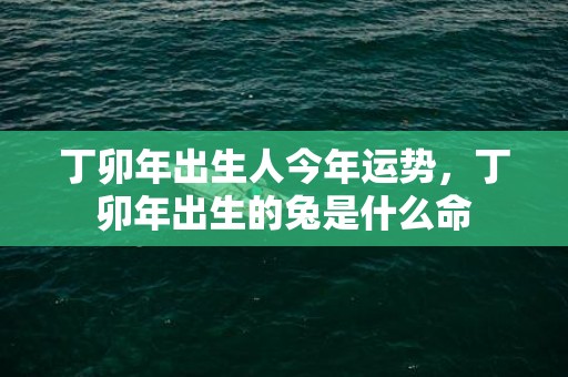 丁卯年出生人今年运势，丁卯年出生的兔是什么命