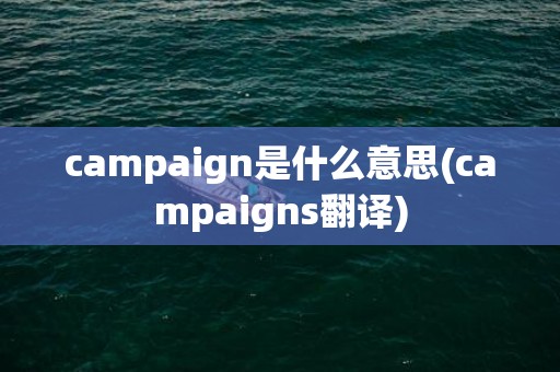 campaign是什么意思(campaigns翻译)