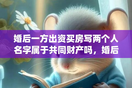 婚后一方出资买房写两个人名字属于共同财产吗，婚后一方出资买房写双方名字属于共同财产吗(婚后买房怎么才能算个人财产)