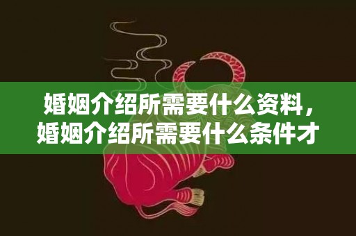 婚姻介绍所需要什么资料，婚姻介绍所需要什么条件才能进去呢知乎