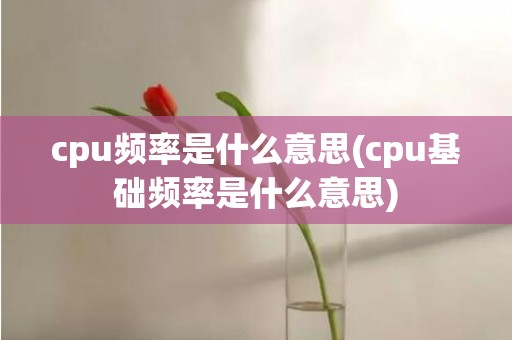 cpu频率是什么意思(cpu基础频率是什么意思)