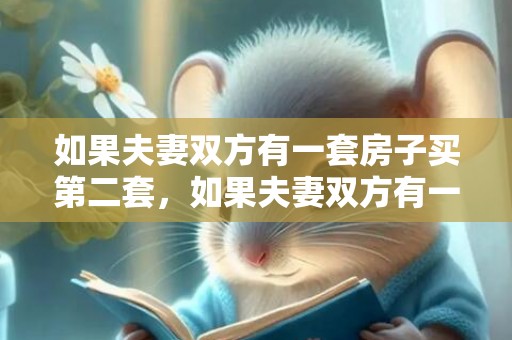 如果夫妻双方有一套房子买第二套，如果夫妻双方有一方不离婚怎么办