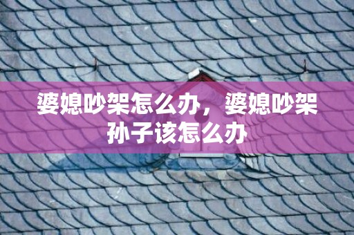 婆媳吵架怎么办，婆媳吵架孙子该怎么办