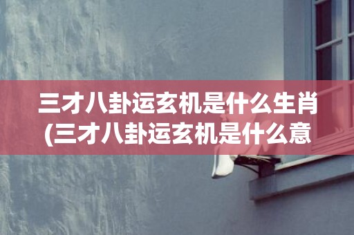 三才八卦运玄机是什么生肖(三才八卦运玄机是什么意思)(三才八卦运玄机是指哪个数字)