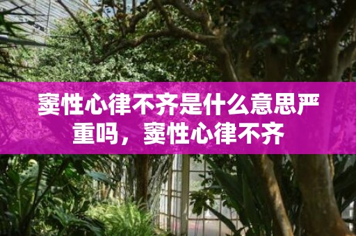 窦性心律不齐是什么意思严重吗，窦性心律不齐