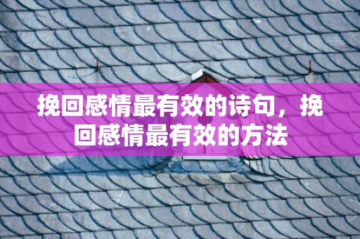 挽回感情最有效的诗句，挽回感情最有效的方法