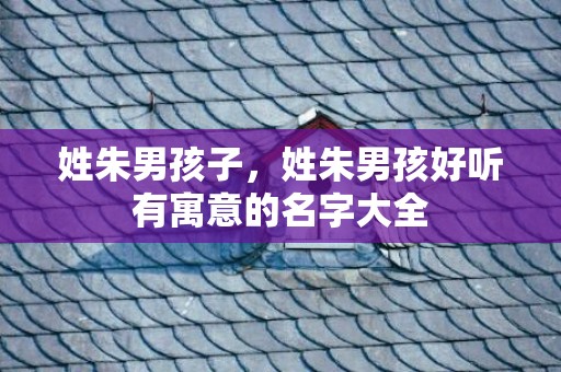姓朱男孩子，姓朱男孩好听有寓意的名字大全
