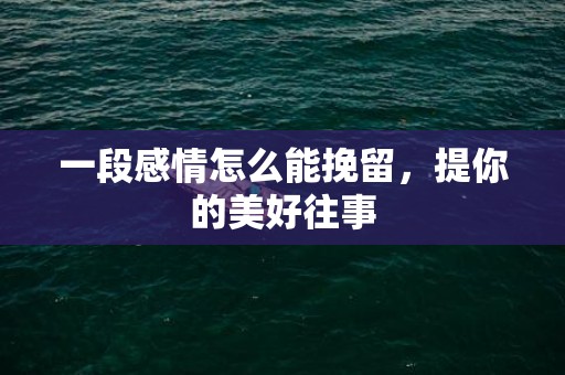 一段感情怎么能挽留，提你的美好往事