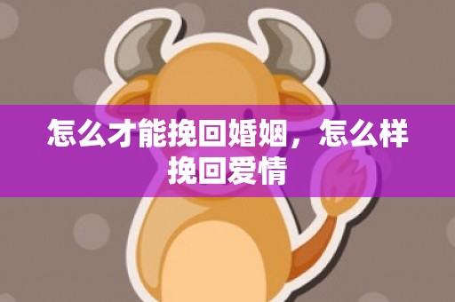 怎么才能挽回婚姻，怎么样挽回爱情