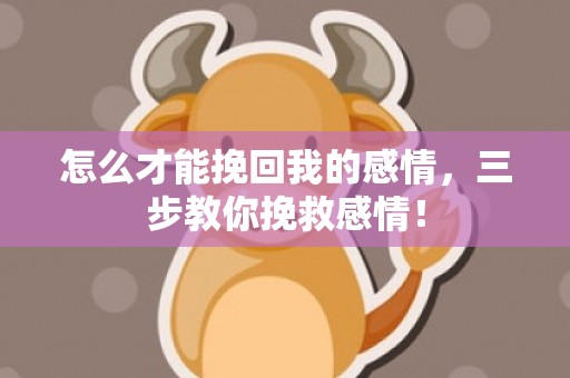 怎么才能挽回我的感情，三步教你挽救感情！