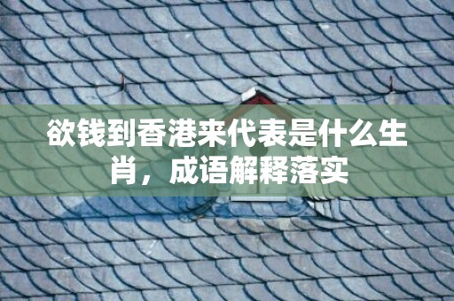 欲钱到香港来代表是什么生肖，成语解释落实