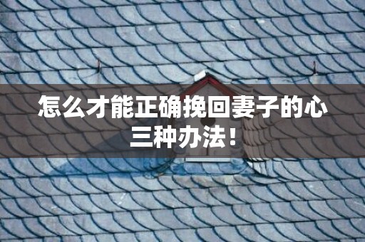 怎么才能正确挽回妻子的心三种办法！
