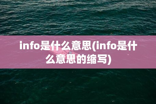 info是什么意思(info是什么意思的缩写)