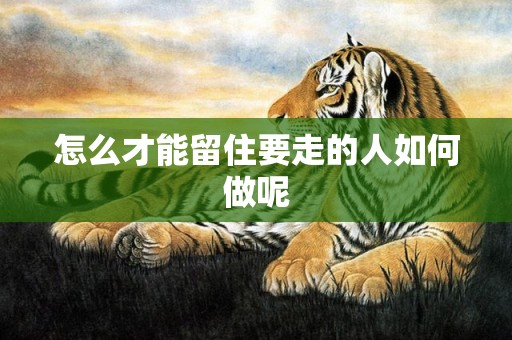 怎么才能留住要走的人如何做呢
