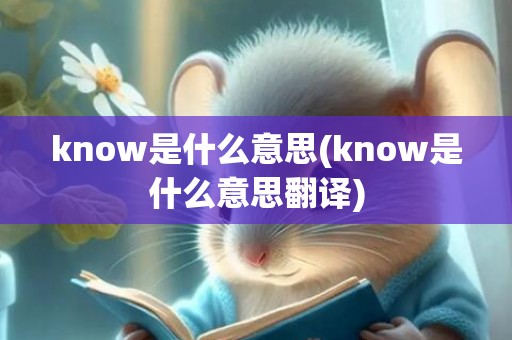 know是什么意思(know是什么意思翻译)
