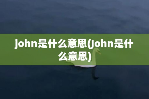 john是什么意思(John是什么意思)