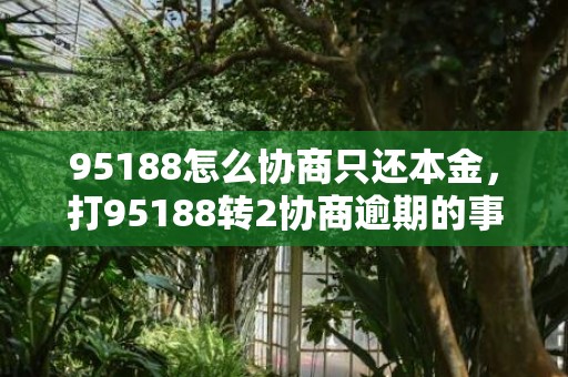 95188怎么协商只还本金，打95188转2协商逾期的事情经过