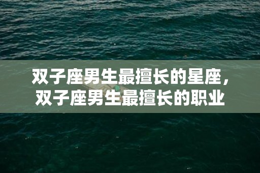 双子座男生最擅长的星座，双子座男生最擅长的职业