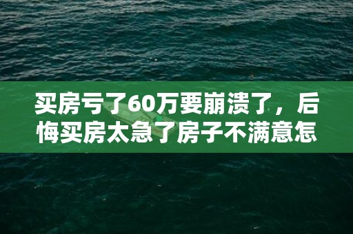 买房亏了60万要崩溃了，后悔买房太急了房子不满意怎么办