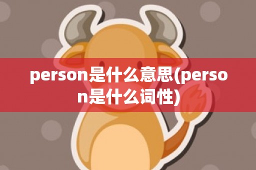 person是什么意思(person是什么词性)