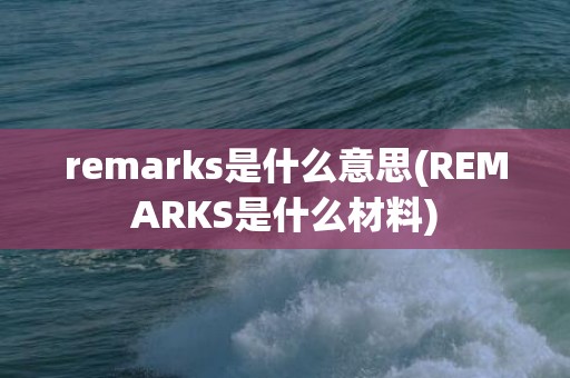 remarks是什么意思(REMARKS是什么材料)