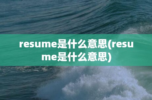 resume是什么意思(resume是什么意思)