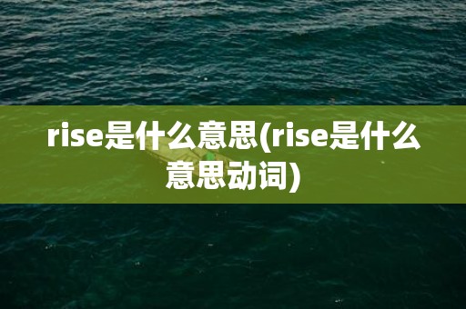 rise是什么意思(rise是什么意思动词)
