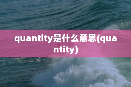 quantity是什么意思(quantity)