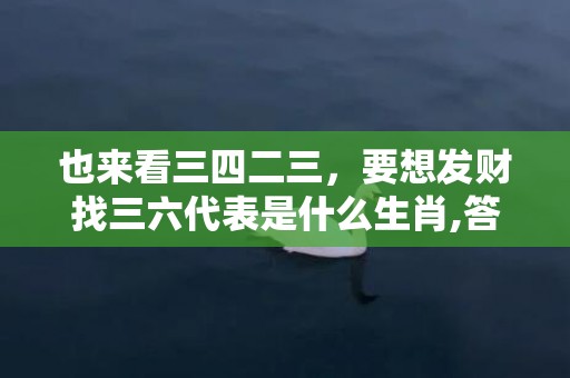 也来看三四二三，要想发财找三六代表是什么生肖,答案曝光落实