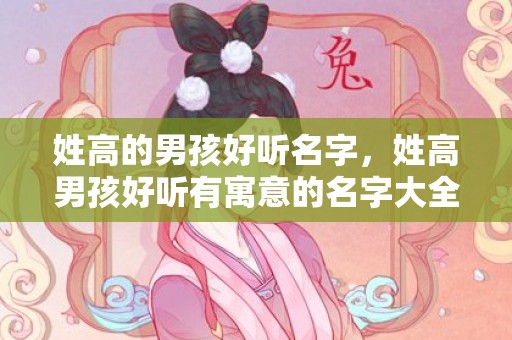 姓高的男孩好听名字，姓高男孩好听有寓意的名字大全