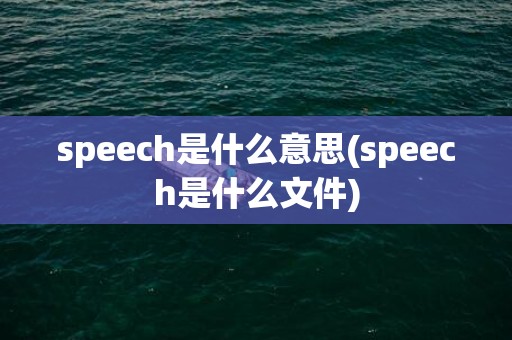 speech是什么意思(speech是什么文件)