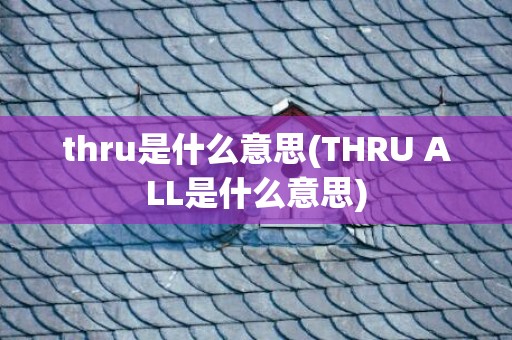 thru是什么意思(THRU ALL是什么意思)