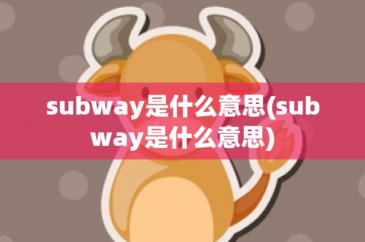 subway是什么意思(subway是什么意思)