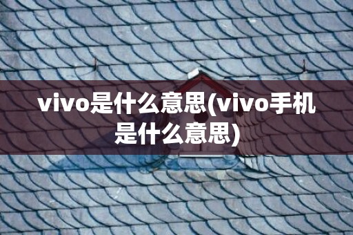 vivo是什么意思(vivo手机是什么意思)