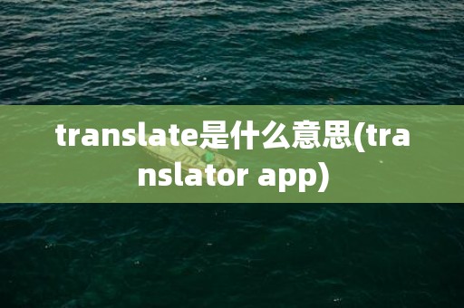 translate是什么意思(translator app)