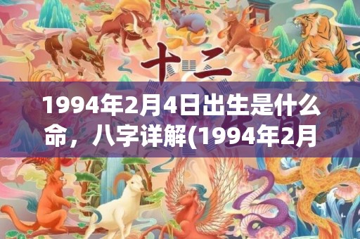 1994年2月4日出生是什么命，八字详解(1994年2月4日出生的人命运)