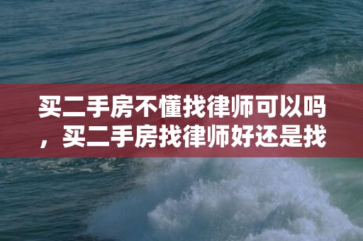 买二手房不懂找律师可以吗，买二手房找律师好还是找中介好